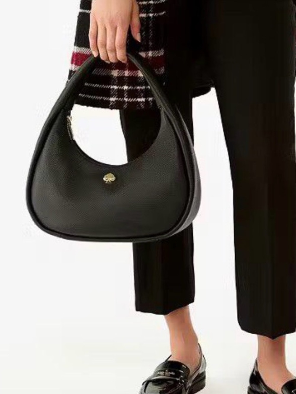 kate spade Kayla Black Pebbled Leather Shoulder Bag Gold Hardware